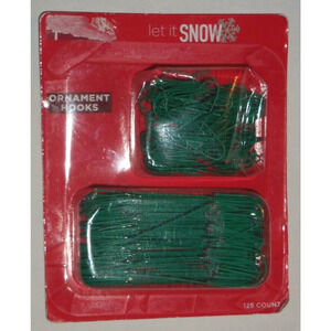 125ct Green Christmas Ornament Hooks 2 Size 60small 1.5" 60lg 2.5" Let it Snow